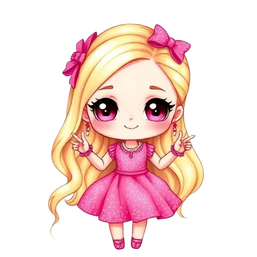 Barbie & Friends girl character for kids birthday party invitation