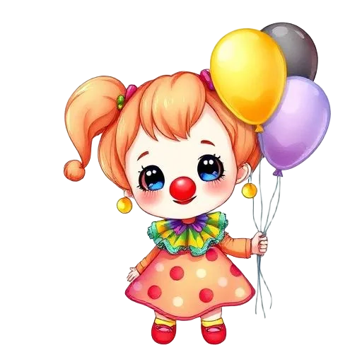 Bubbles the Clown Girl girl character for kids birthday party invitation