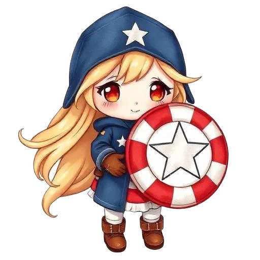 Captain America girl character for kids birthday party invitation
