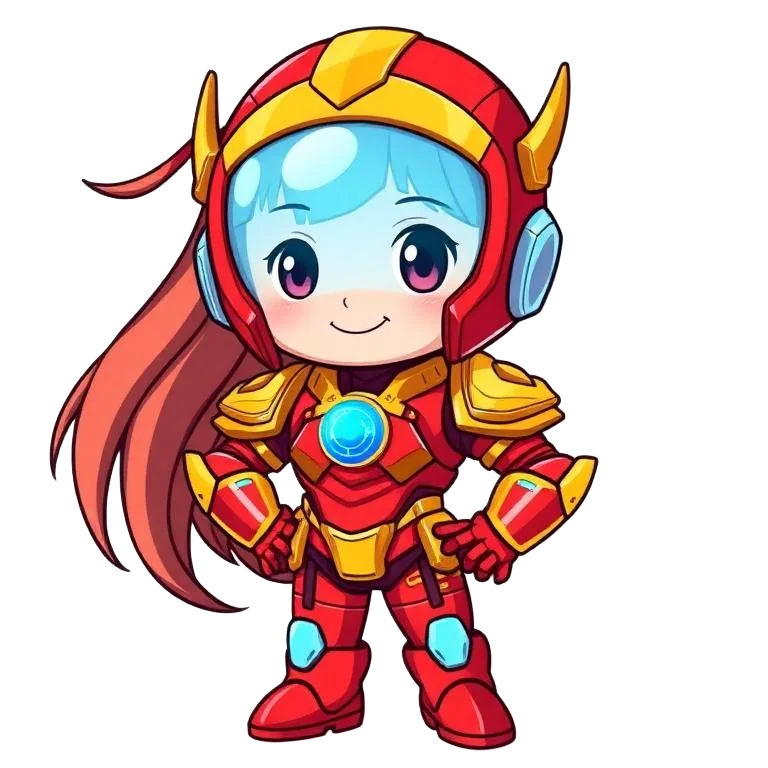 Iron Man girl character for kids birthday party invitation