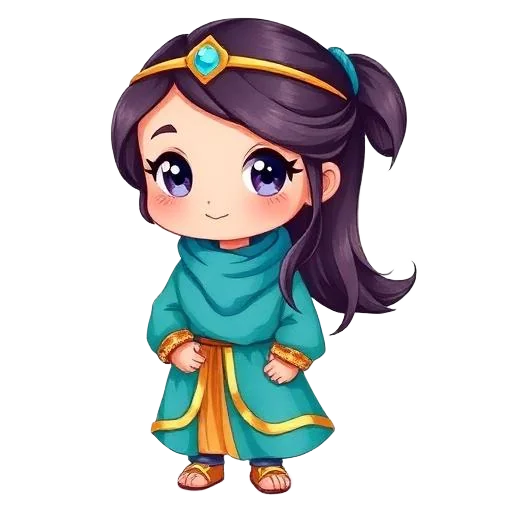 Jasmine & Arabian Nights girl character for kids birthday party invitation