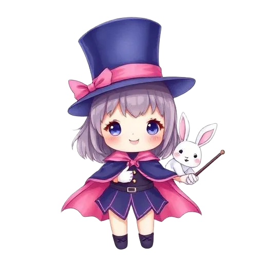 Magician girl character for kids birthday party invitation