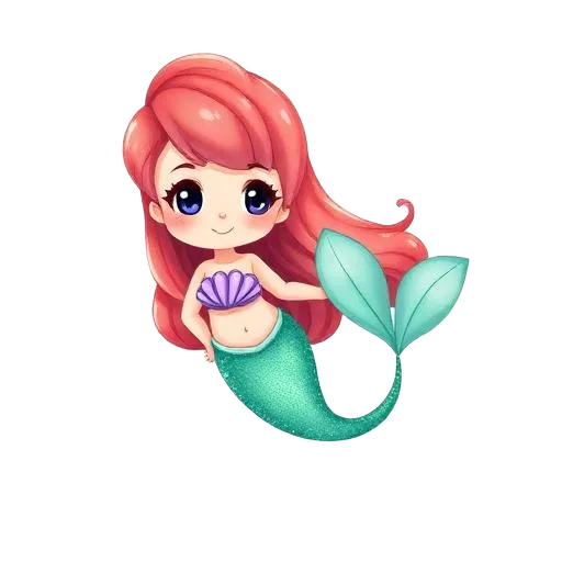 Mermaids & Ariel girl character for kids birthday party invitation