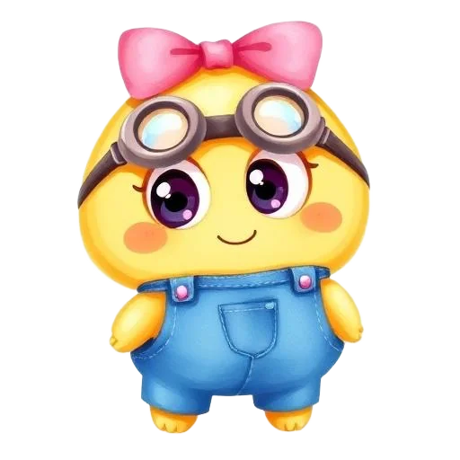 Minions girl character for kids birthday party invitation