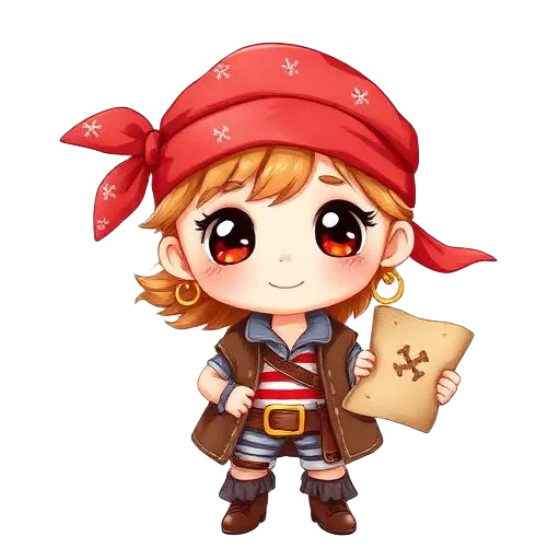 Pirates girl character for kids birthday party invitation
