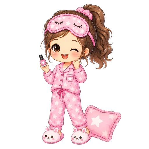PJ Pamper Party girl character for kids birthday party invitation