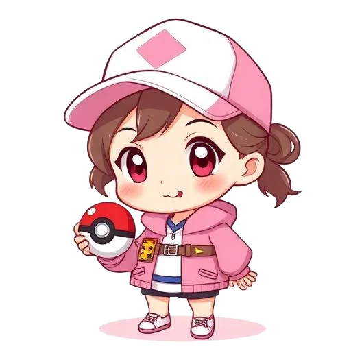 Pokemon Trainer girl character for kids birthday party invitation