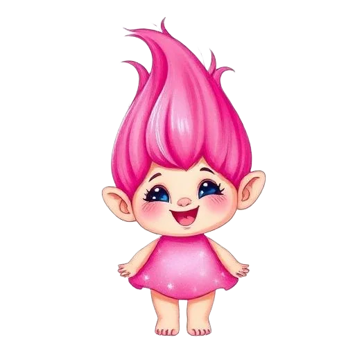 Poppy Troll girl character for kids birthday party invitation