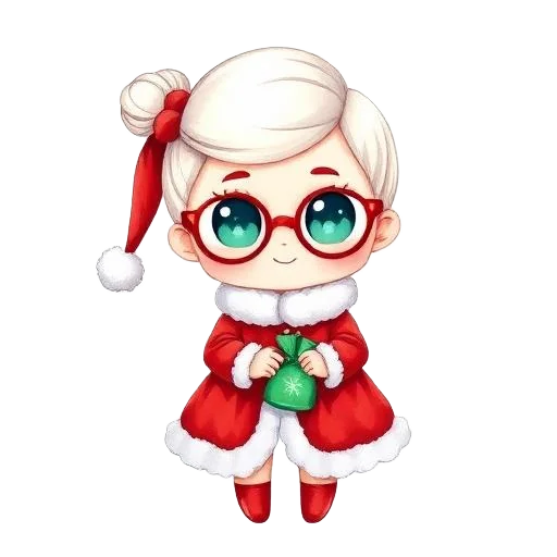 Santa Claus girl character for kids birthday party invitation