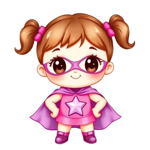 Superheroes girl character for kids birthday party invitation