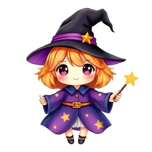 Witches & Wizards girl character for kids birthday party invitation