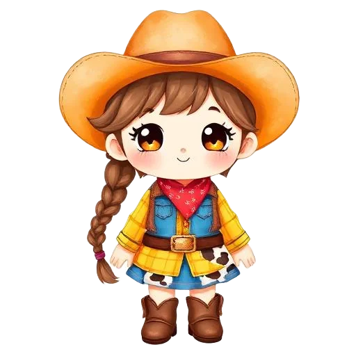 Woody girl character for kids birthday party invitation